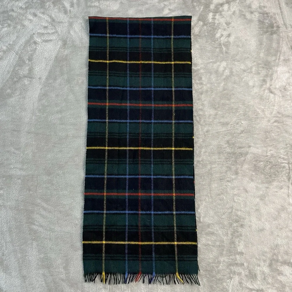 Vintage Hunting Macnabs Tartan Scarf Cashmere Wool Made in Scotland Plaid